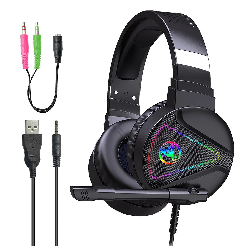 Gaming Headset Gamer 7.1 Surround Sound USB 3.5mm Wired RGB Light Game Headphones with Microphone for Tablet PC Xbox One 360 | Электроника