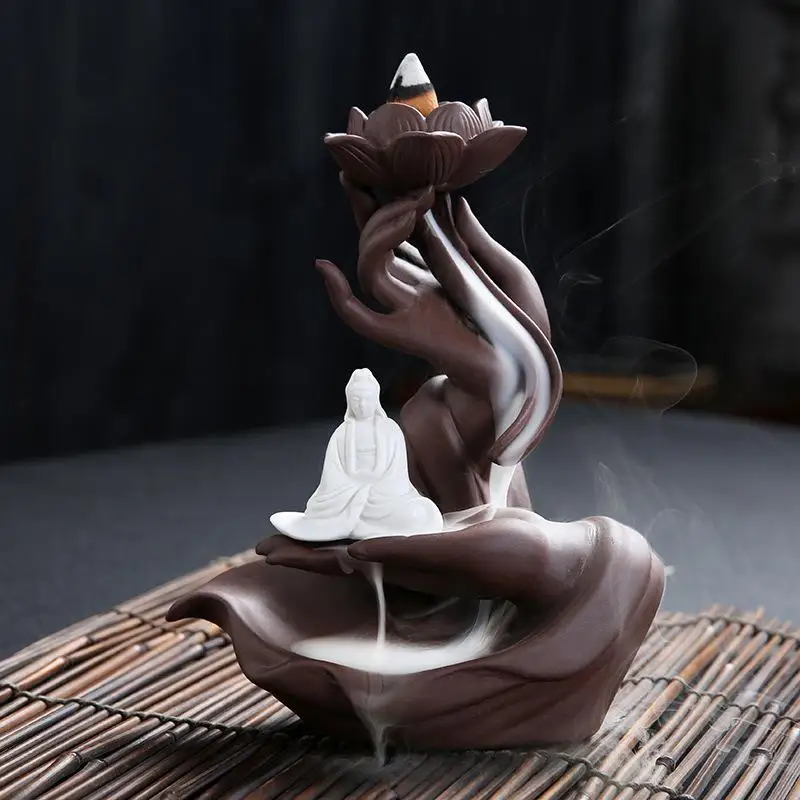 Lotus Buddha'S ручная курильница для благовоний горелка Wierook Акварельная керамическая фиолетовый; песок подставка для ароматических палочек буддийский храма ценсер