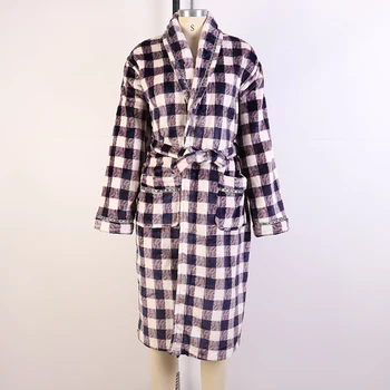 

2020 Robes Unisex Gown Autumn And Winter Home Service Flannel Warm Long-sleeved Belt Bathrobe New