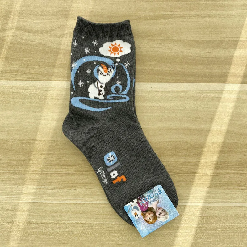 Disney 5 пар носков «Холодное сердце» для девочек с героями мультфильмов, рождественские носки для малышей; Детские Снежинка Яркий шелковый Для женщин носки хлопковые носки для взрослых подарок