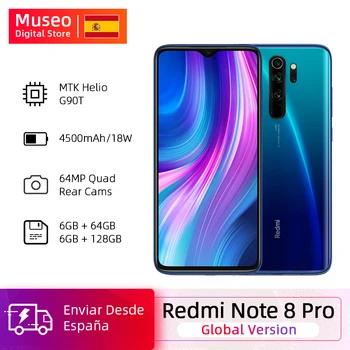Перейти на Алиэкспресс и купить Глобальная версия Xiaomi Redmi Note 8 Pro 64 Гб/128 ГБ ROM 64 мп Quad Camera MTK Helio G90T смартфон 4500 мАч 18 Вт QC 3,0 UFS 2,1