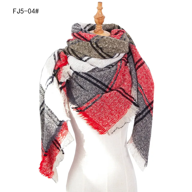 

Fashion Cashmere Plaid Color Simple Women's Scarfs Triangular Warm Autumn Shawls Wraps Scarf for Women Winter