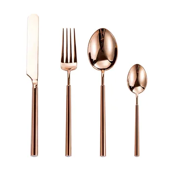 

Mirror 304 Stainless Steel Tableware Rose Gold Shiny Steak Dinner Knife Soup Spoon Fork For Fruit And Pie Couverts De Table