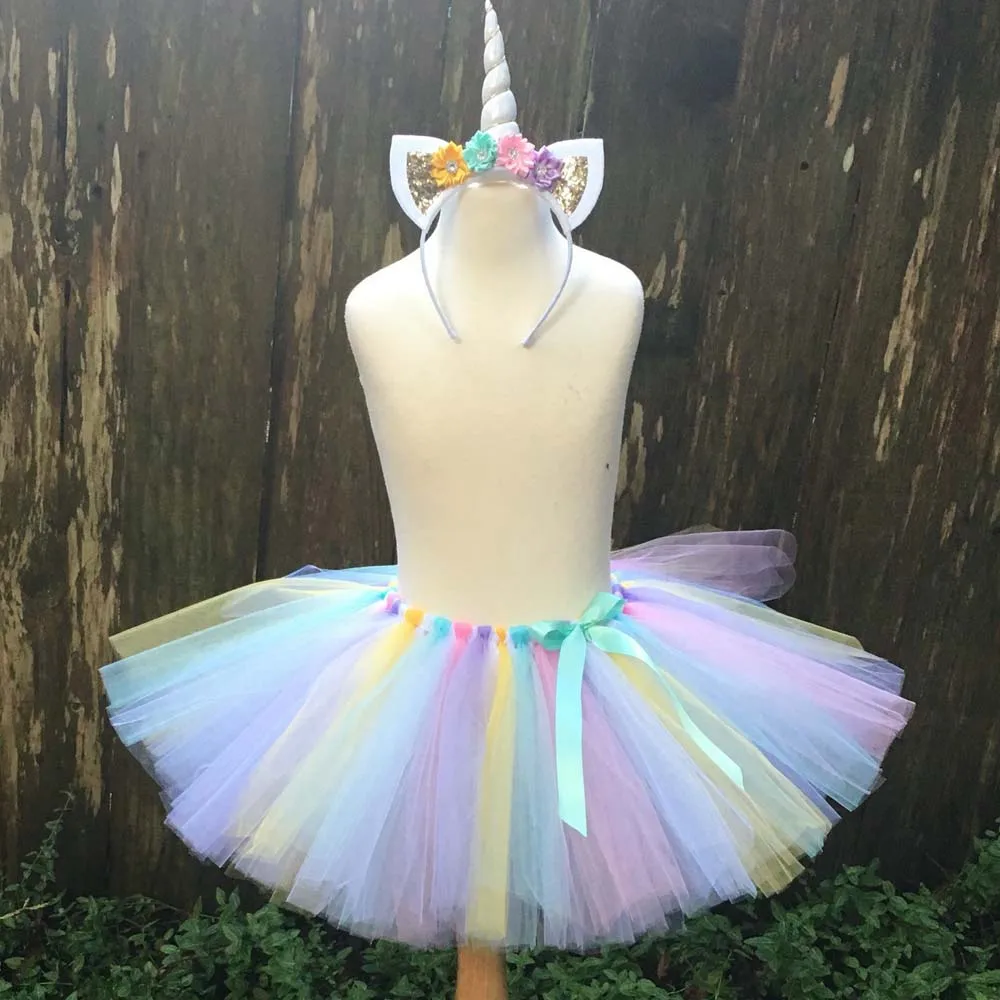 Disfraces de Tul de Ballet Juego de Disfraz de Unicornio con Falda tutú para niñas y niños Diadema para Fiesta de cumpleaños Unicornio JaosWish 
