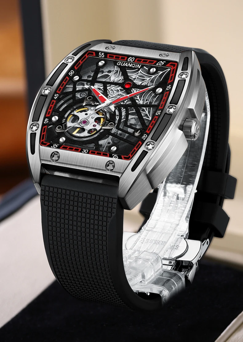 2022 GUANQIN Luxury Fashion Sapphire Mechanical Automatic Watch Men's Watch Stainless Steel Hollow Tourbillon Men's Accessories