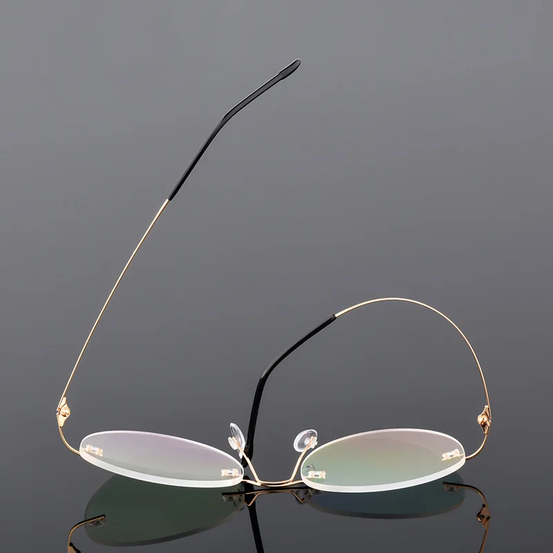 Светильник из гибкого титанового сплава, большие круглые складные очки без оправы, оправа для женщин и мужчин, оптические очки, можно положить линзы по рецепту