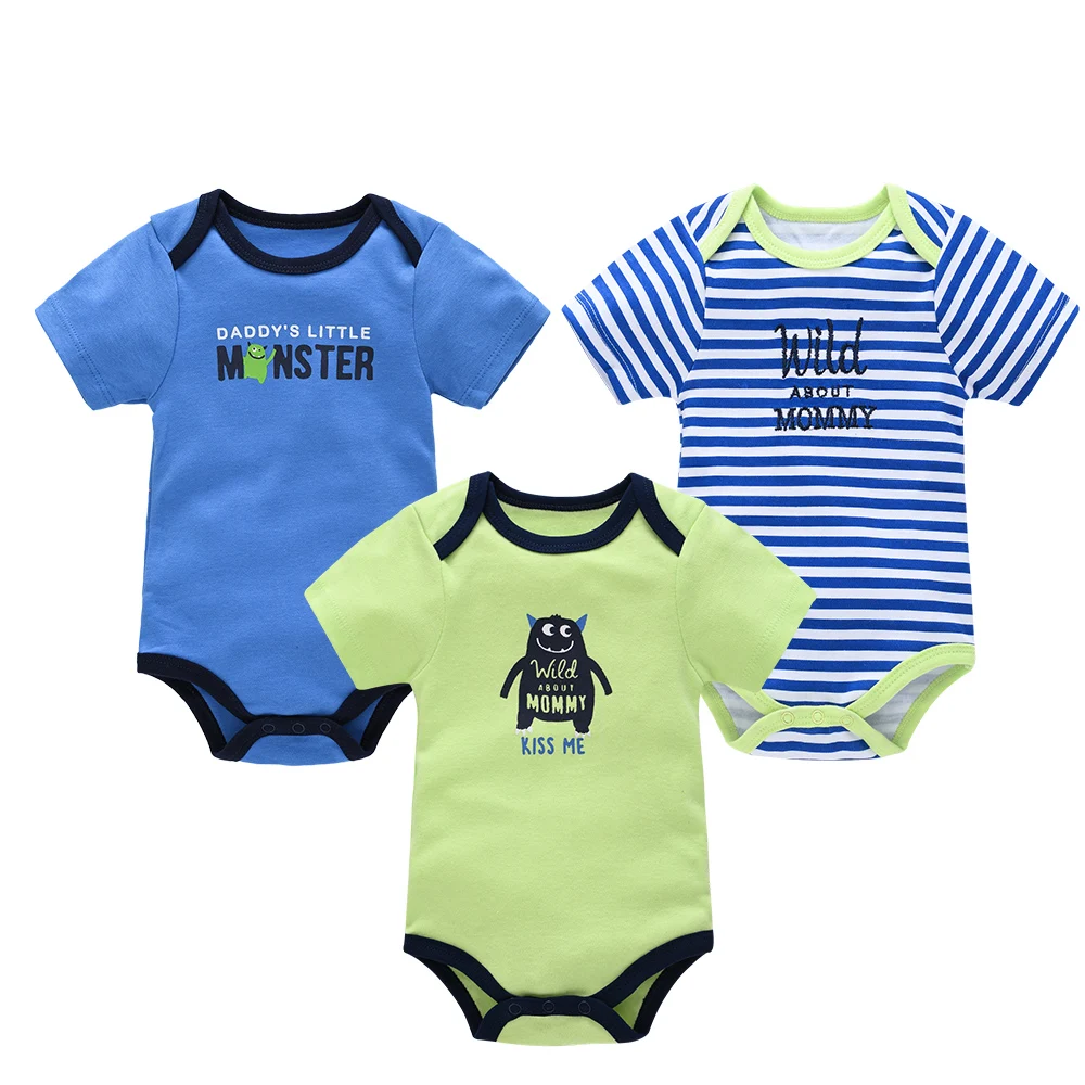 3pcs/Lot Baby Boys Bodysuit Fashion Body Suits Short Sleeve Newborn Infant Jumpsuits Cartoon Kids Baby Girls Romper Clothes Боди