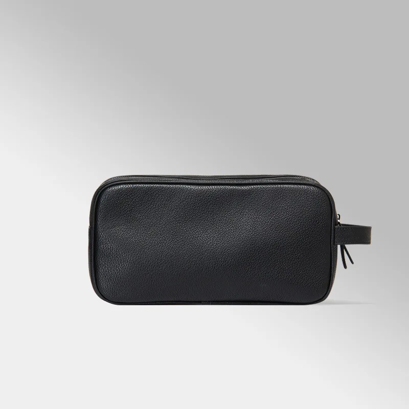 

New Leather Men's Carry-on Make-up Bag Travel Bag Double Zipper Collection Bag Travel Hand Bag