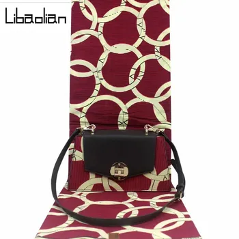 

New Fashion arrival real regular real soft Cotton wax fabric with woman's handbag set.african ankara wax bag for sewing F206-26