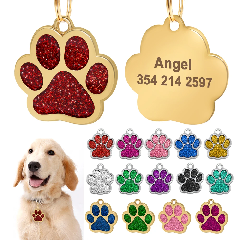 Placa de identificación personalizada con huella de perro, accesorio para Collar, placa de identificación