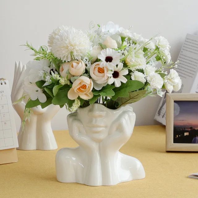 

Nordic Body Art Ceramic Vase Flower Arrangement Home Livingroom Desktop Figurines Decoration Office Store Club Furnishing Crafts