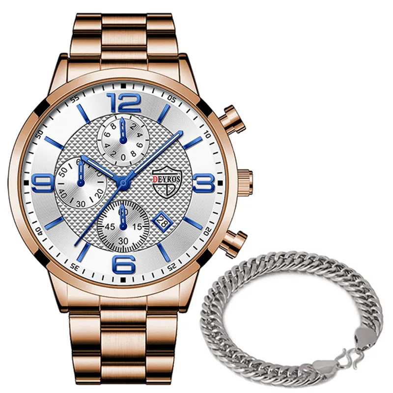 Fashion Men's Sports Watches Stainless Steel Analog Quartz Wristwatch Male Business Luminous Clock Luxury Casual Silver Bracelet 
