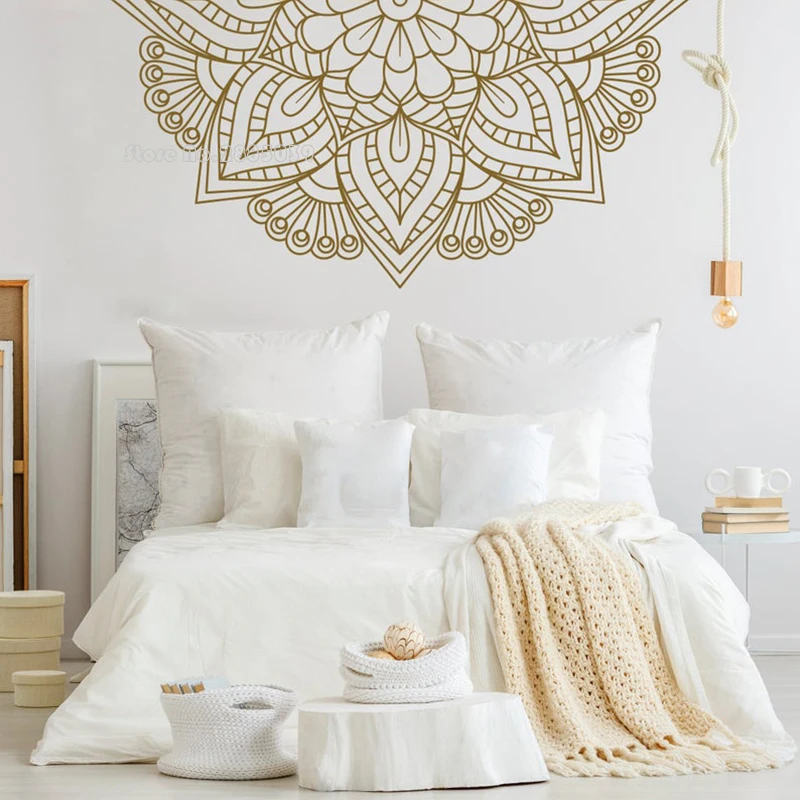 Золото Половина Наклейка на стену Мандала Сакральная Геометрия Wall Art Наклейки