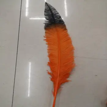 

New 100pcs Orange and Black 35-40cm/14-16inches Ostrich Feathers For Crafts Plumes Jewelry Making Wedding Decoration