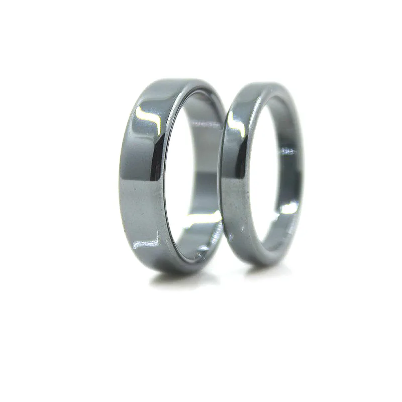 Бесплатная доставка плоское гематитовое кольцо 4 мм в ширину (1 шт.) мужское и
