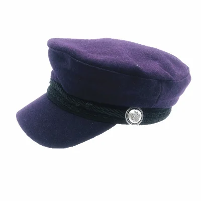 purple Модная восьмиугольная шляпа Осенняя головной убор моряка Женская Мужская Черная серая плоская верхняя женская дорожная Кепка берет - Color: purple