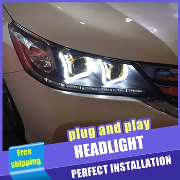 

Car Style LED headlights for Honda Accord 2013-2014 for Accord head lamp LED DRL Lens Double Beam H7 HID Xenon bi xenon lens