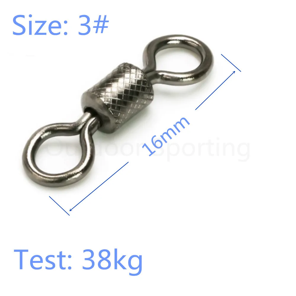 50 Pieces Ball Bearing Swivels Heavy Duty Rings Fishing Swivels Snaps 3#