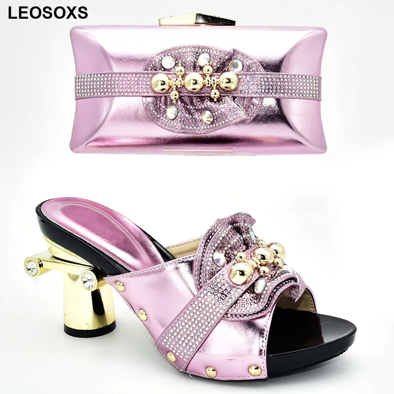 

Pink Color African Matching Shoes and Bags Italian In Women Nigerian Wedding Shoes and Bag Set Nigerian Shoes and Matching Bags