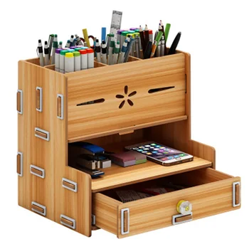 

Hot Sale Wooden Storage Box Bookends Multifunctional Desktop Rack Office Organizer