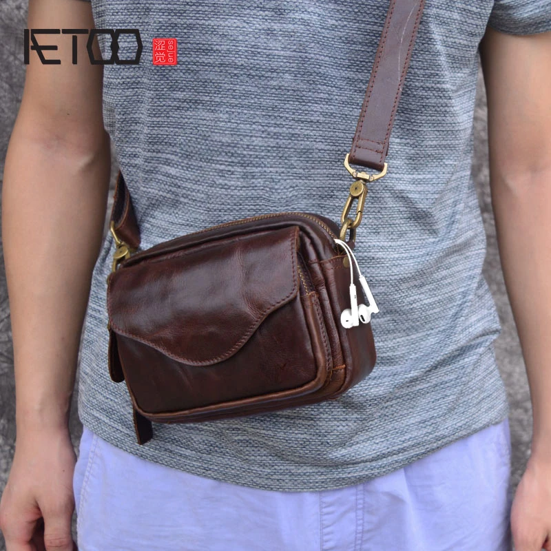 AETOO, новинка, модные мужские сумки-мессенджеры из воловьей кожи, натуральная кожа, мужская сумка через плечо, повседневная мужская маленькая сумка