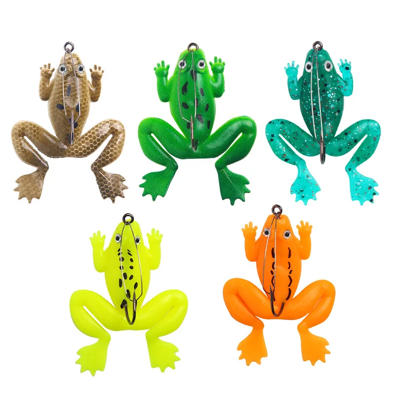

4ps set 6cm/5.2g Thunder Frog Silicone Artificial Bait Lure Hook Soft Bait Frog fishing Lures tackle Accessories winter fishing