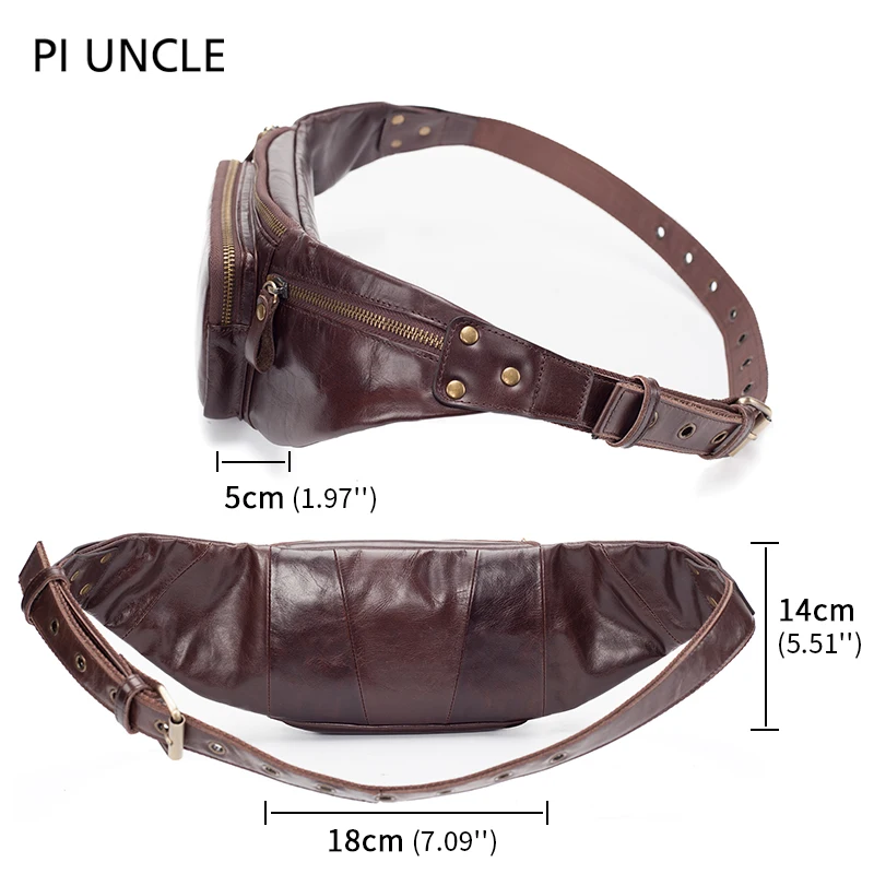 Мужская поясная сумка из натуральной кожи дизайнерская нагрудная Сумка бананка