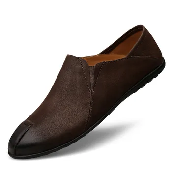 

Big Size 37-46 Summer Fall Genuine Leather Shoes Men Flats 2020 Slip on Leather Loafers Casual Shoes Driving Moccasins