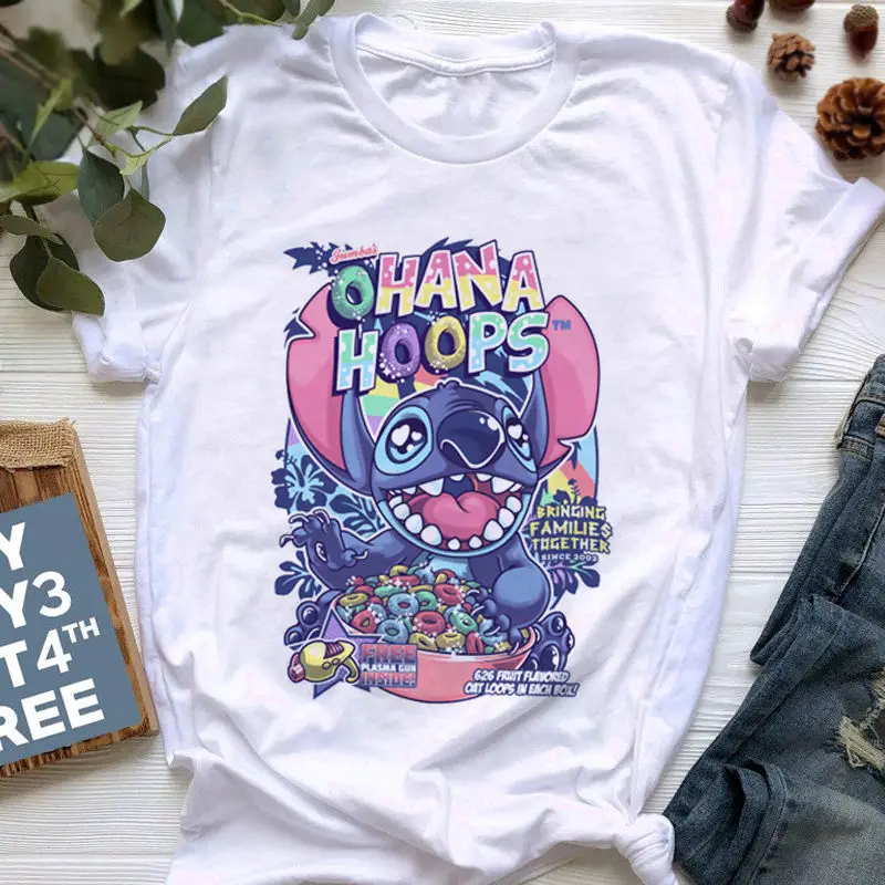 

Kawaii Cartoon Tops t shirt Harajuku Graphic tshirt Vintage Aesthetic t-shirt Cute Stitch Women Oversize Clothing Fun Streetwear