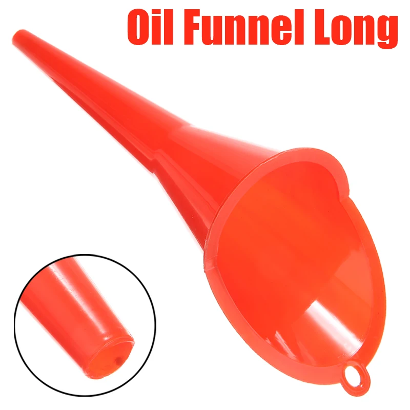 

9" Car Moto Oil Gasoline Engine Funnel Orange Long Neck Plastic Transmission Filler Universal For Auto Accessories