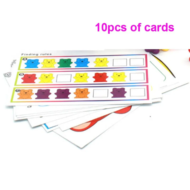 10pcs of card 12 шт./партия, 6 цветов, счетные медведи, Обучающие игрушки Монтессори для детей ясельного возраста, сортировка цветов для изучения математики, инструменты, детские игрушки - Цвет: 10pcs of card