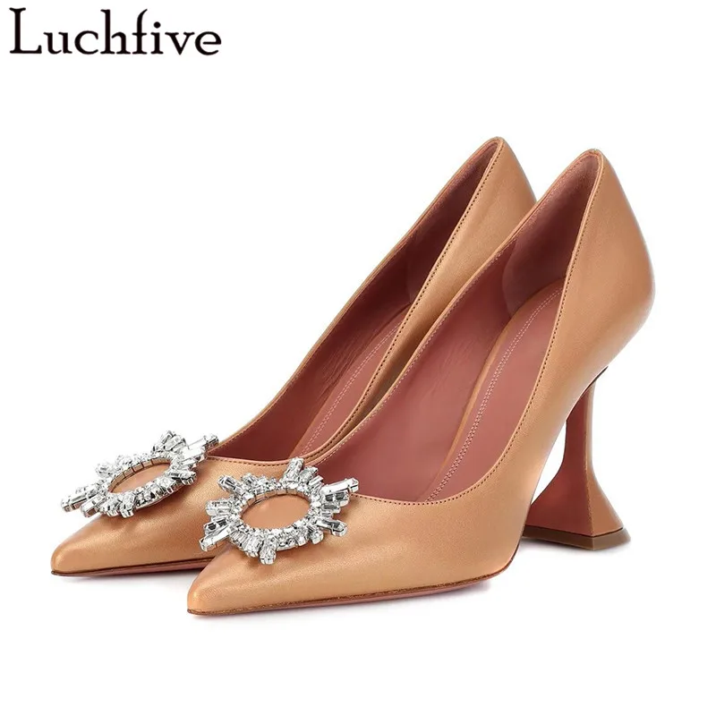 nude pumps Женские шлепанцы со стразами; обувь для вечеринок на высоком каблуке; женская зеленая обувь с острым носком; Летняя женская обувь; zapatos De Mujer - Цвет: nude pumps
