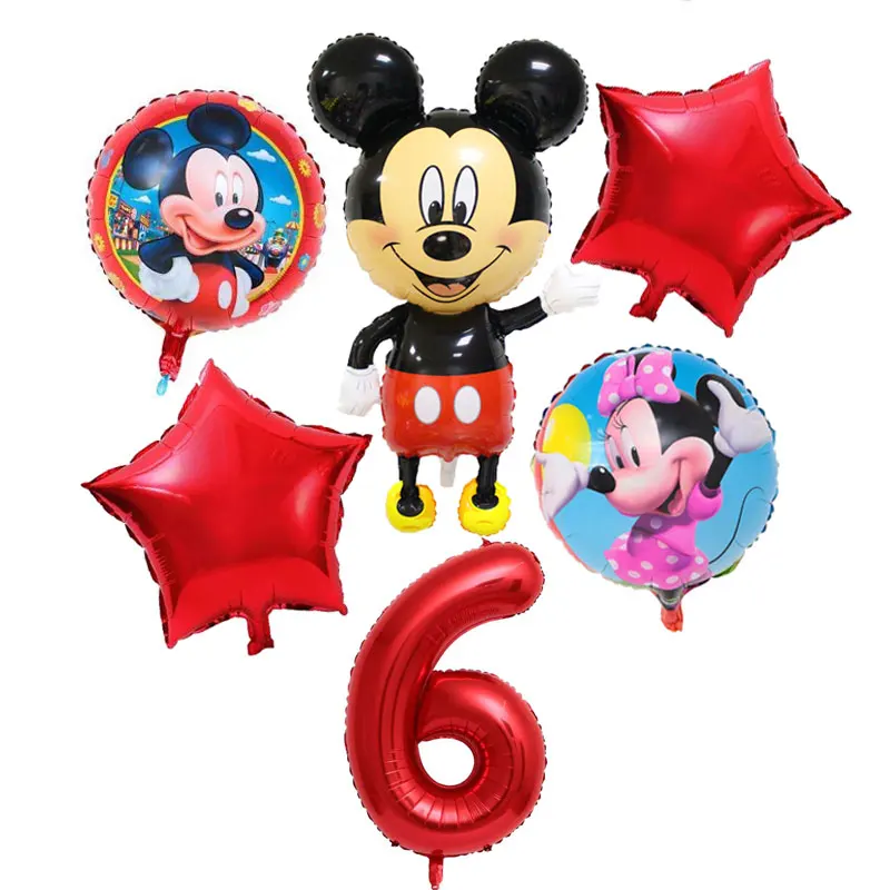 Balloon-Set6-6pcs Микки Маус тематические праздничные товары для дня рождения бумажный стаканчик, тарелка соломинки флаги выдувные вечерние скатерти для детей игрушки декор воздушные шары - Цвет: Balloon-Set6-6pcs