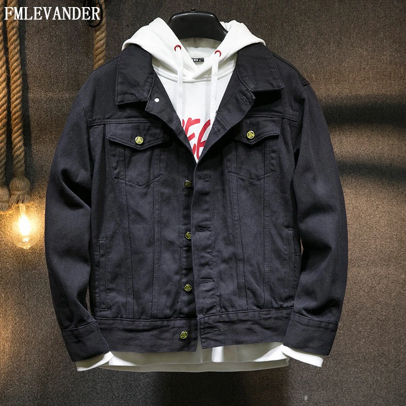 oversized black denim jacket mens