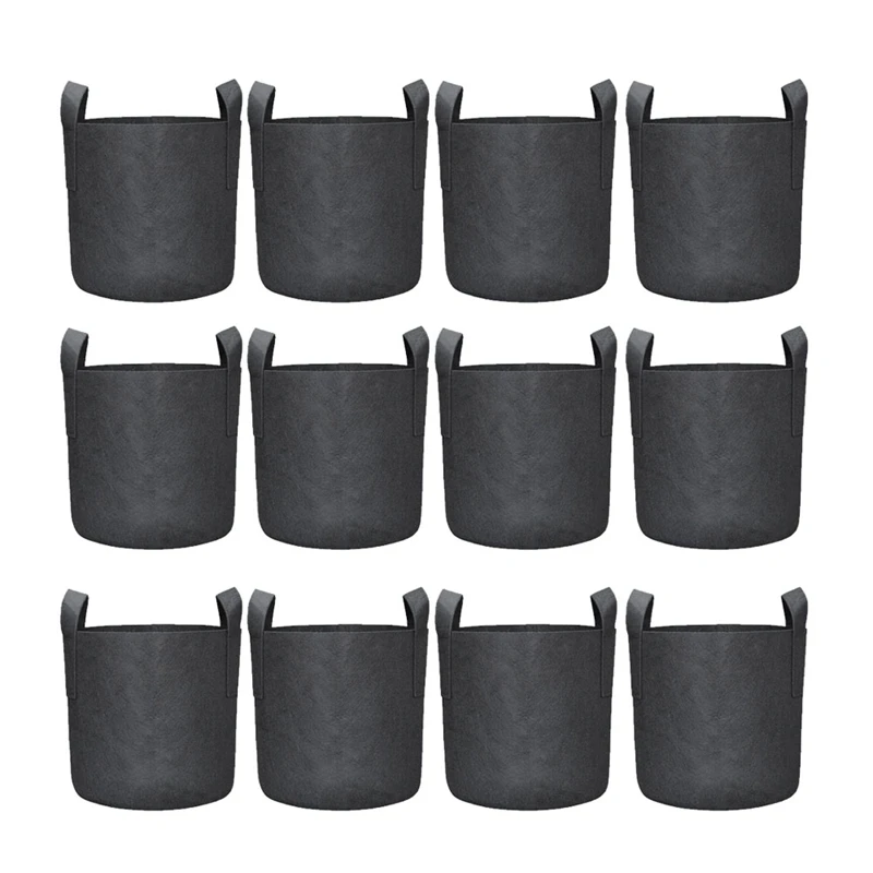 

Vegetable/Flower/Plant Grow Bags, Aeration Fabric Pots with Handles (Black),12-Pack 5 Gallon