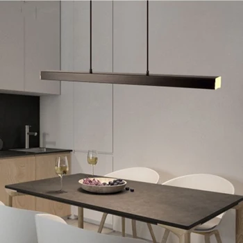 

Nordic Long Wood LED Pendant Iights Lighting Nordic Minimalist Aluminum simple Pendant Lamp Restaurant Bedroom Decor Luminarie