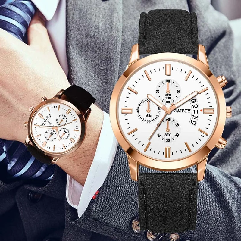 

GAIETY Business Watch Men Multi-function Fashion Quartz Wrist Watches Clock Leather Calendar relogio masculino reloj hombre