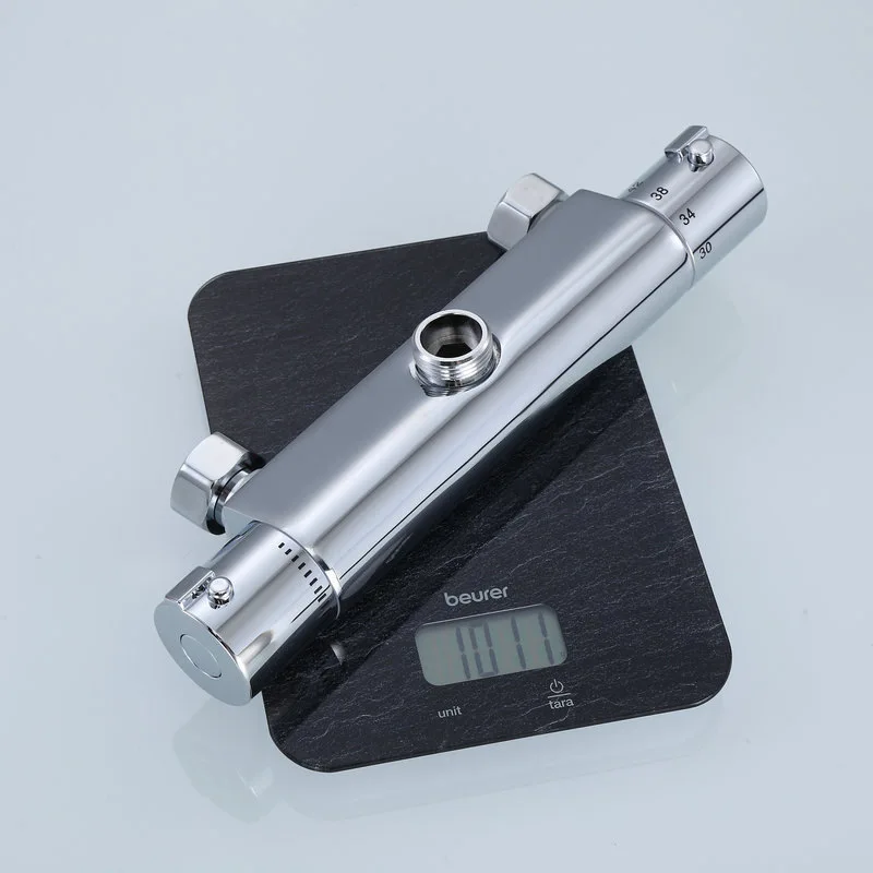 Chrome Finish Thermostatic Shower Faucet Bathroom Thermostatic Mixer Tap Hot And Cold Mixing Valve Bathtub Faucet