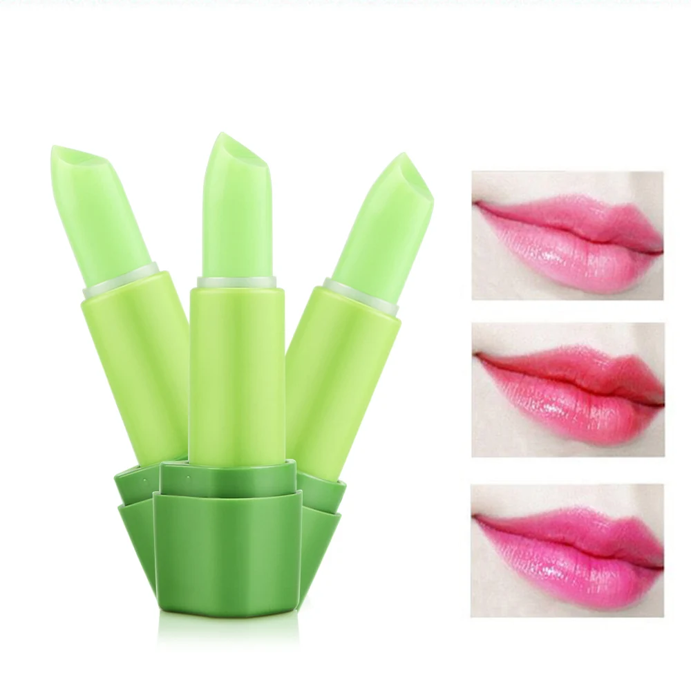 

New Batom 99% Aloe Vera Natural Temperature Change Color Jelly Lipstick Lasting Moistourizing Nutritious Lip Balm Makeup TSLM2