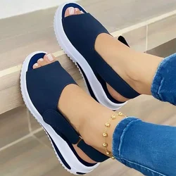 Women's Sandals Summer New Round Toe Wedges High Heels Sandals Navel Thick Bottom Sandals Soft Wedges Comfortable Casual Shoes