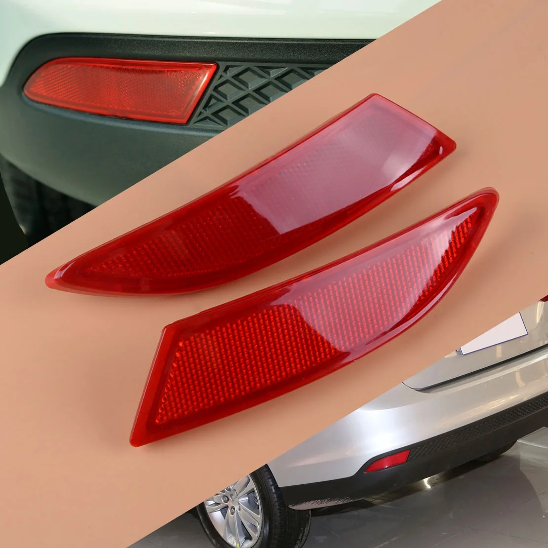 

DWCX 1 Pair BM51515BOAE Red Plastic Left & Right Rear Bumper Reflector Fit For Ford Focus BM51515COAE 2012 2013 2014 2015