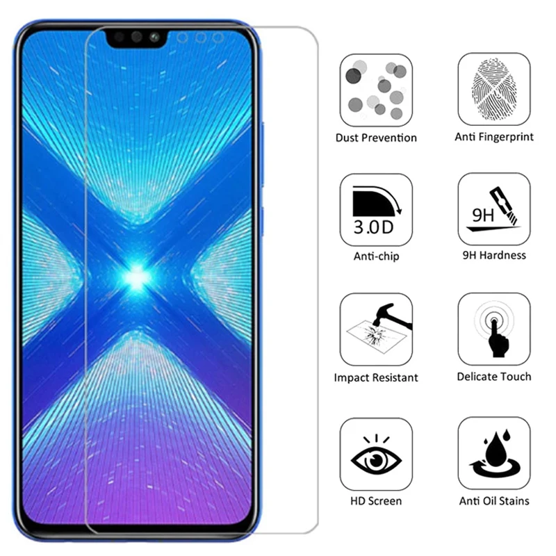 Защитное стекло 9H для Huawei Honor 10, 10i, 10 Lite, 9, 9X, 8, 8X, 8A, 8C, 8S, 8 Lite, 20, 20S, закаленное