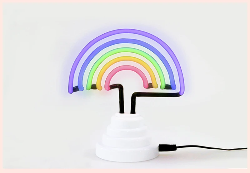 SMALL rainbow Светодиодные неоновые огни стеклянный ночник сексуальный знак настольная лампа Фламинго Рождественская вечеринка 3D Искусство украшение дома неоновый розовый USB или аккумулятор - Испускаемый цвет: SMALL rainbow