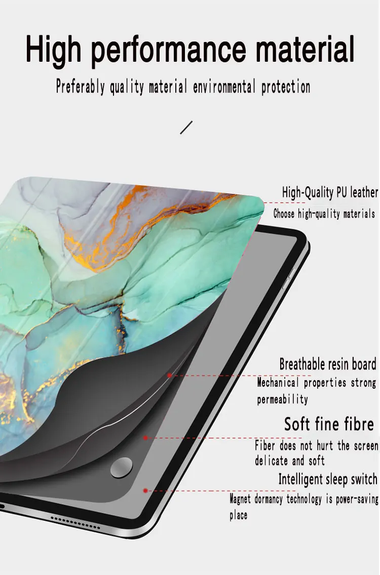 Зеленый Мраморный Чехол-книжка для iPad Pro 11 дюймов Сильный магнитный тонкий умный чехол для iPad Pro 11 выпуска(3-го поколения