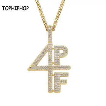 

TOPHIPHOP Hip hop 4PF digital letter copper inlaid zircon pendant street dance performance hip hop rap DJ Trend Jewelry