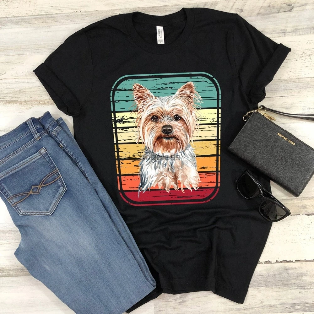 Yorkie Shirt Yorkshire Terrier Dog T Yorkies Vintage Mom or Dad Retro Distressed Gift for Men and Women | Мужская одежда