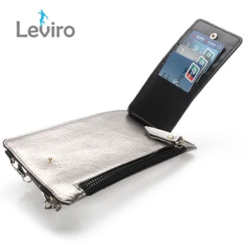 

Silver Mobile Phone Crossbody Shoulder Bag Satchel Woman Long Plastic Credit Bank ID Card Case Holder Fashion Wallet And Purse