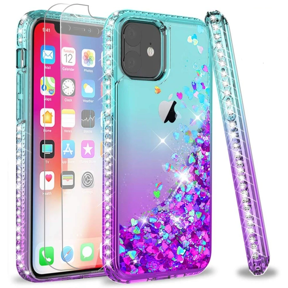 Алмазный блестящий чехол для iPhone 11 Pro Max XS XR X SE 2020 с переходом цвета и зыбучим