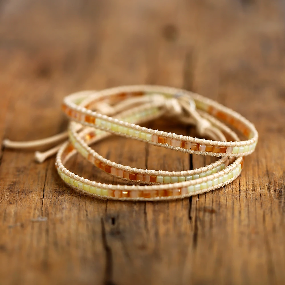 Boho Винтажный Регулируемый многослойный браслет браслеты для женщин Красный Кристалл Плетеный Веревка Ювелирные изделия с бриллиантами
