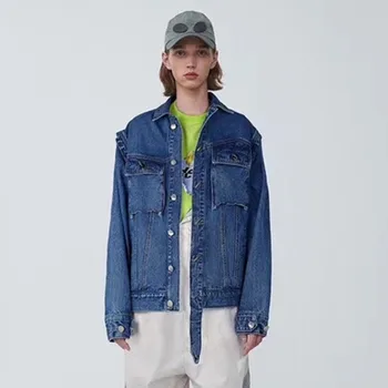 

Best Quality Ader Error Denim Jacket Men Women 1:1 Skinny Slim Adererror Cowboy Coat Ader Error Blue Jean Jacket
